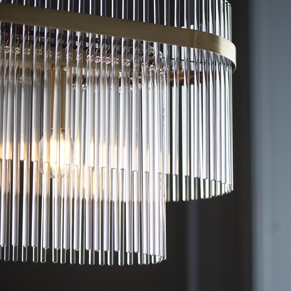 Marietta 4 Light Linear Pendant in Antique Brass