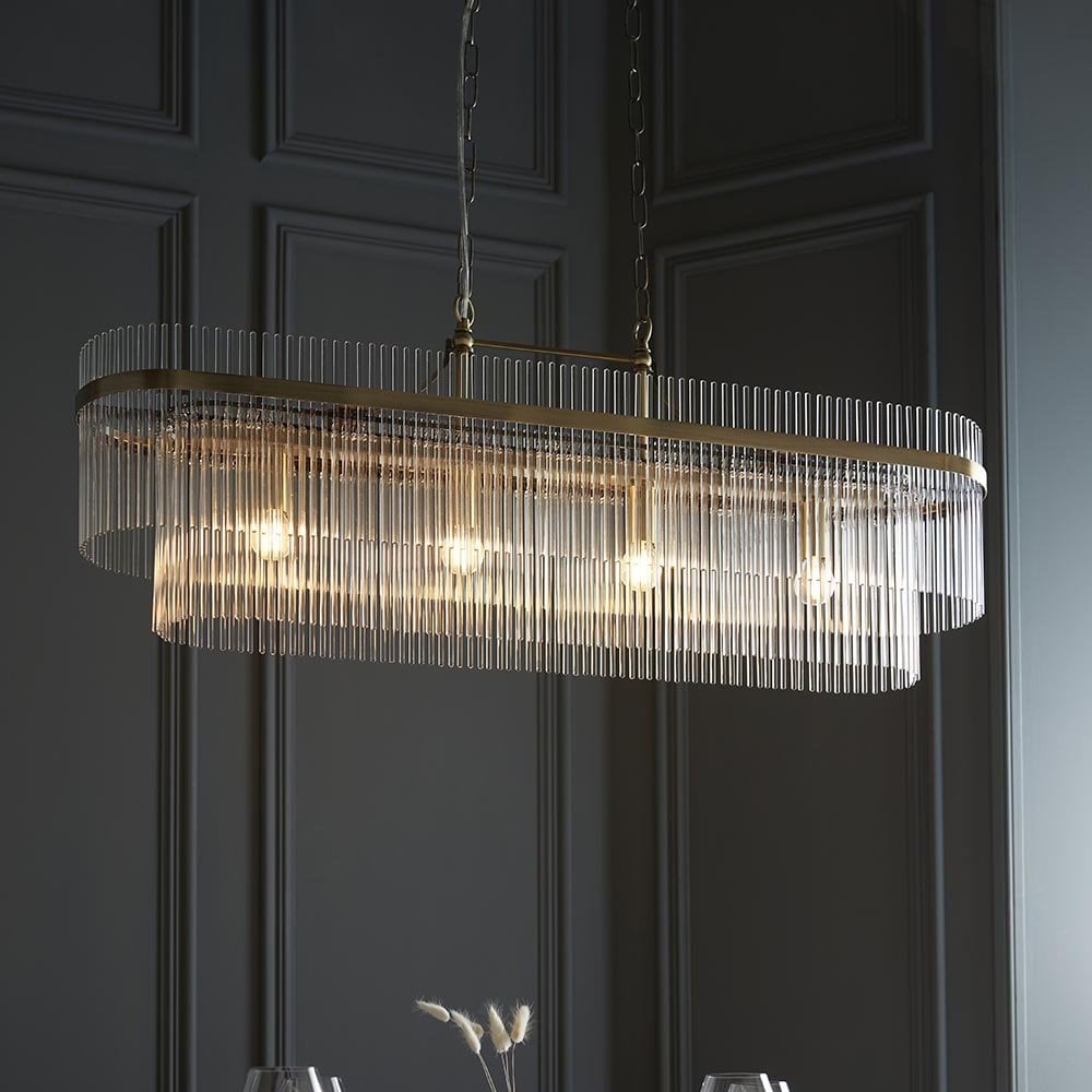 Marietta 4 Light Linear Pendant in Antique Brass