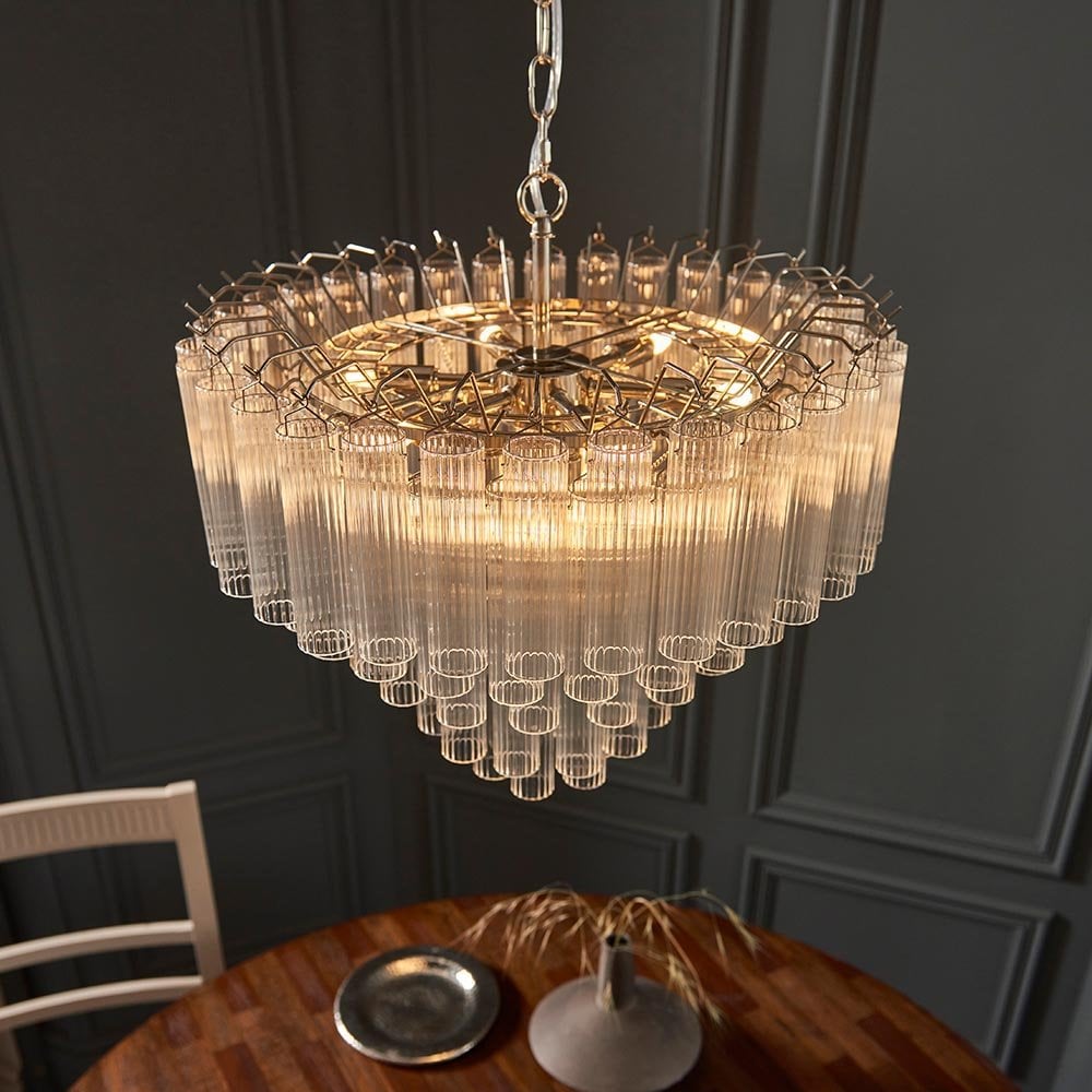 Toulouse 12 Light Pendant in Polished Nickel