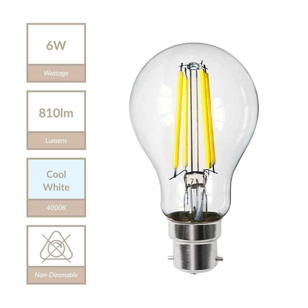 6W B22 NonDimmable Bulb in Cool White