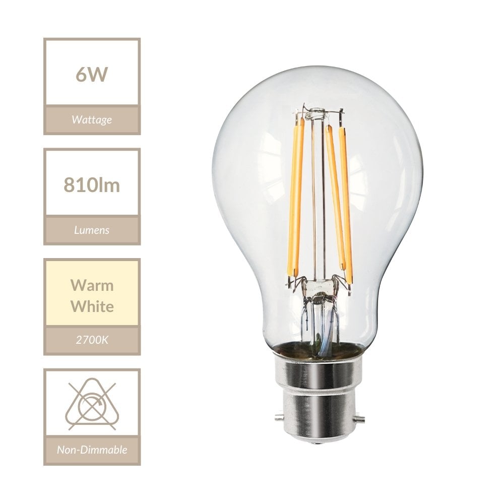 6W B22 Non-Dimmable Bulb in Warm White