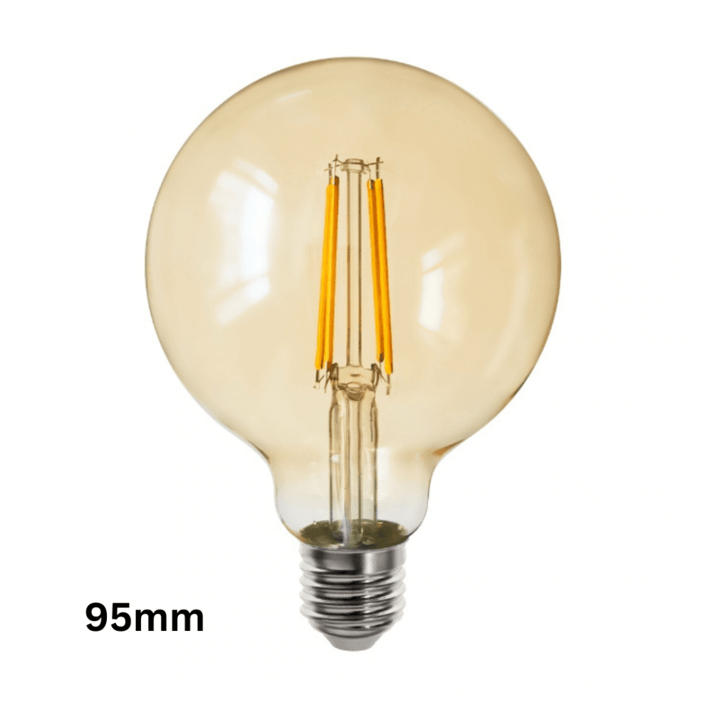 7W E27 Amber Glass Dimmable 95mm Globe