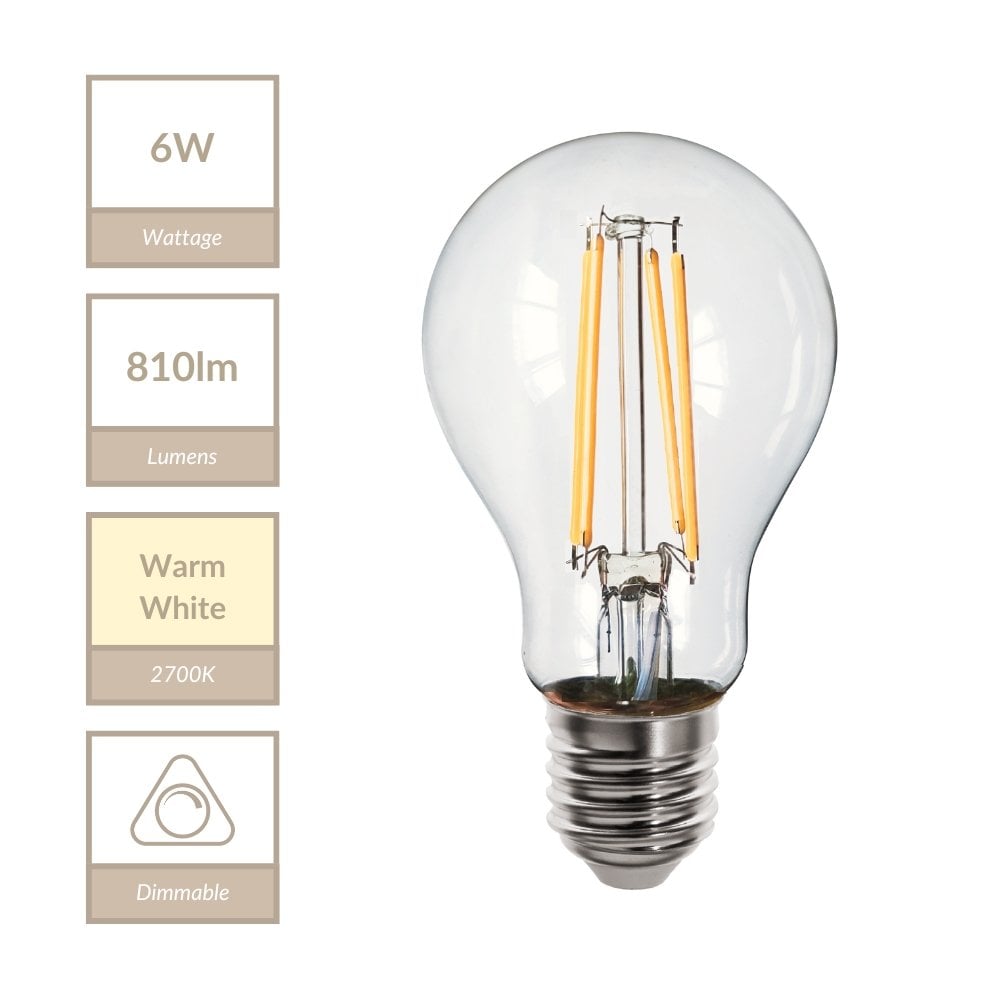 6W GLS Dimmable E27 Bulb in Warm White