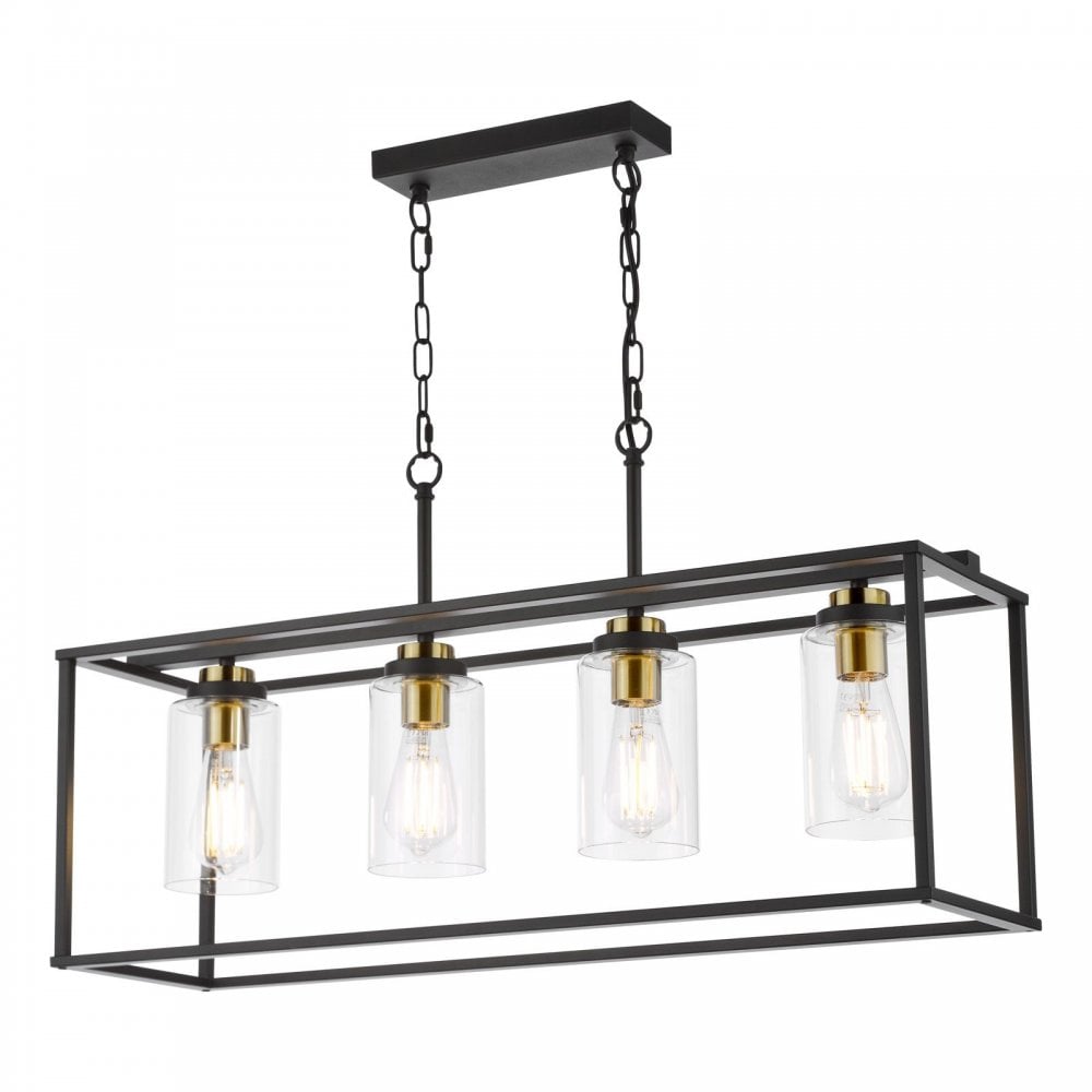Abel 4 Light Bar in Black with Brass Detail
