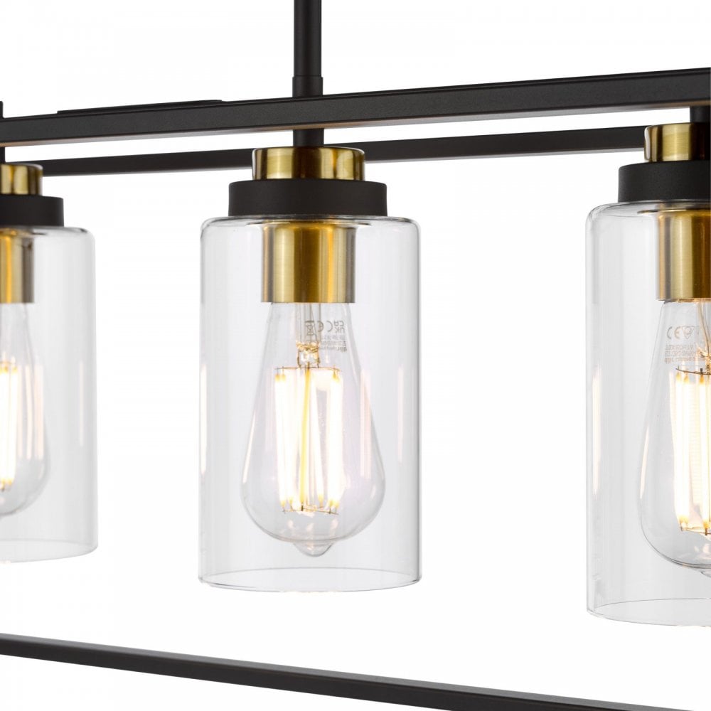 Abel 4 Light Bar in Black with Brass Detail