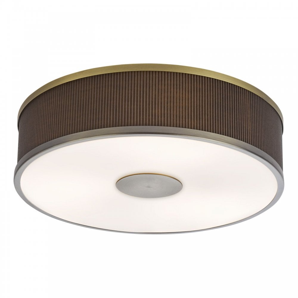 Alvaro Antique Bronze 3 Light Flush Fitting C/W Brown Shade