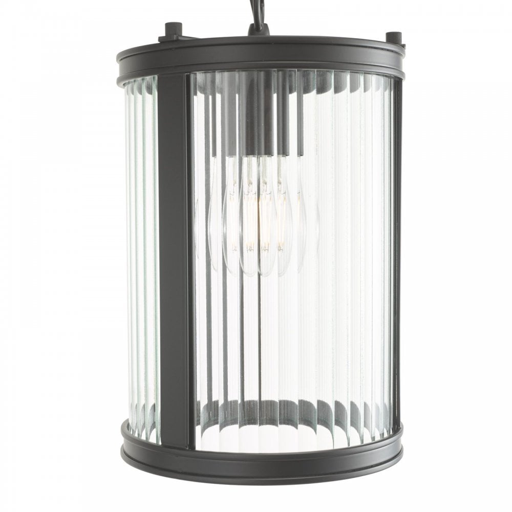 Bianka Matt Black & Ribbed Glass Single Pendant
