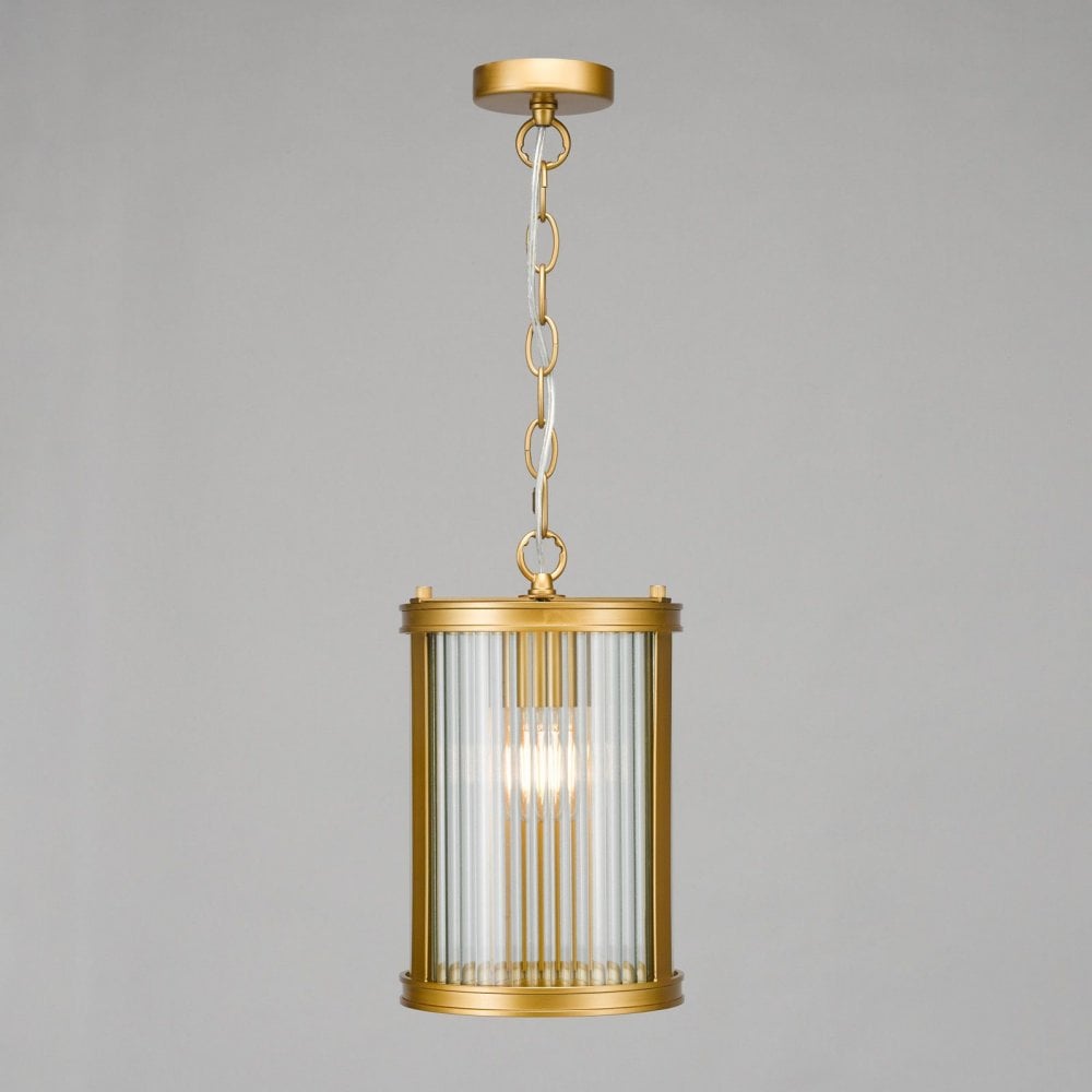 Bianka Bronze & Ribbed Glass Single Pendant
