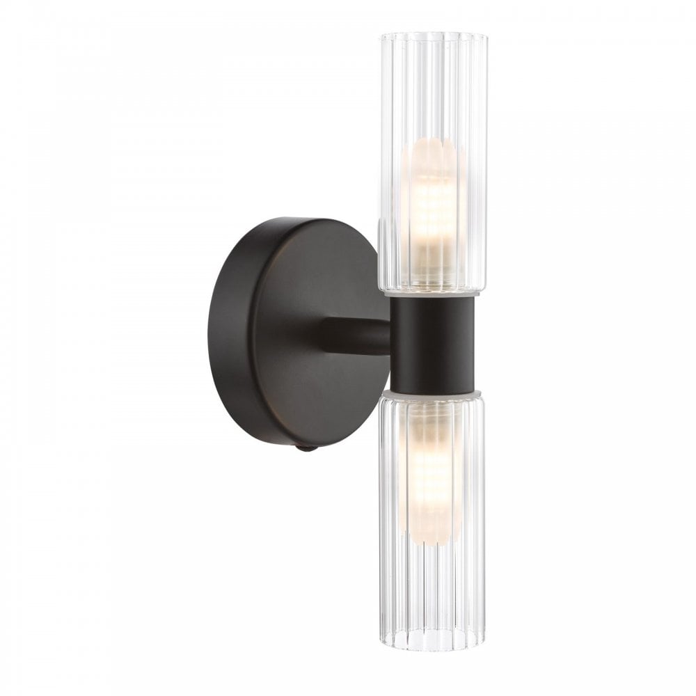 Bolton Double Black Wall Light IP44