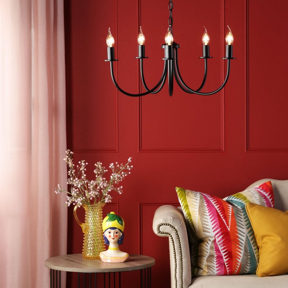 Becca 5 Light Pendant in Matt Black