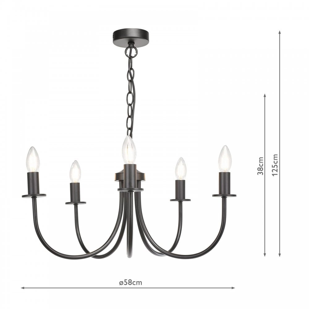 Becca 5 Light Pendant in Matt Black