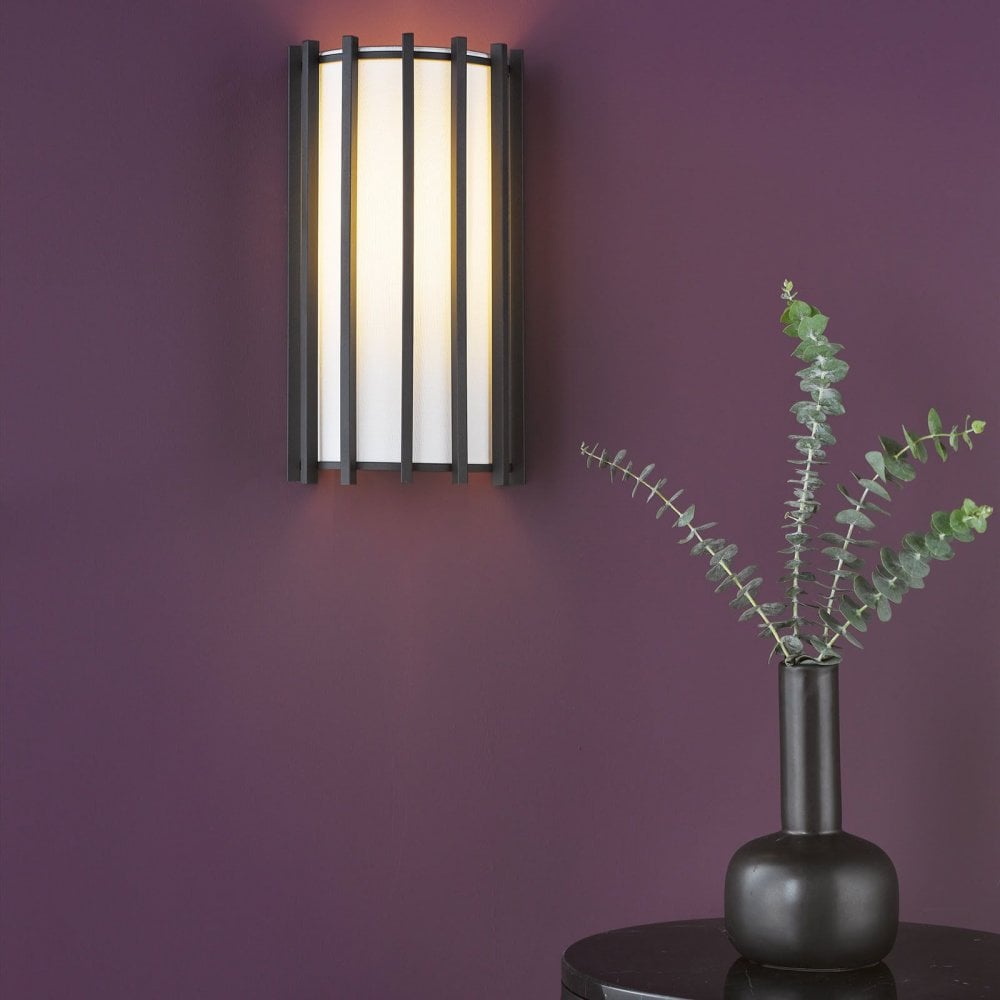 Cagliari Matt Black Wall Light C/W Ivory Shade
