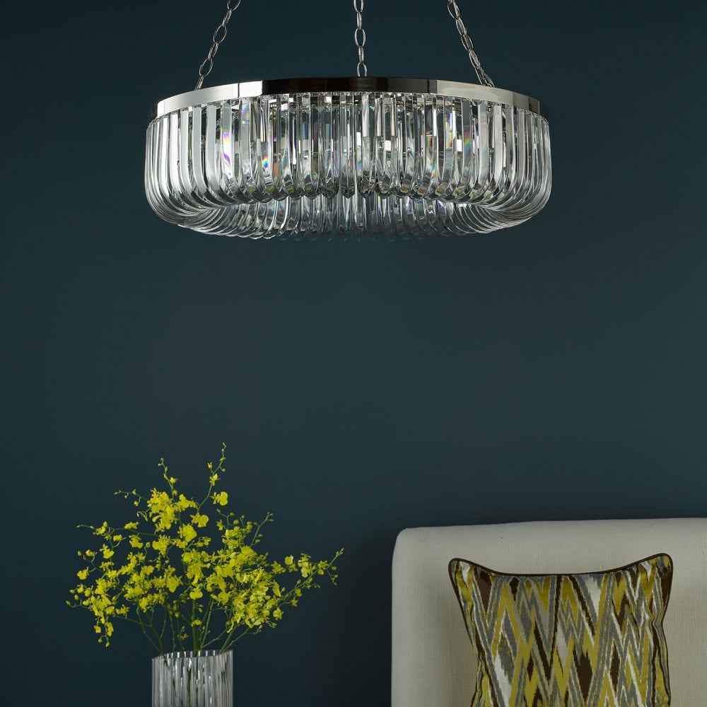 Sigourney 8 Light Satin & Gold Crystal Chandelier