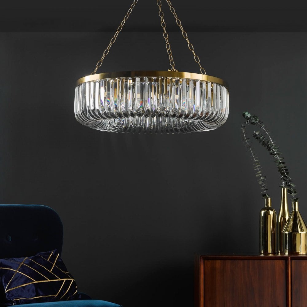 Sigourney 8 Light Satin & Gold Crystal Chandelier
