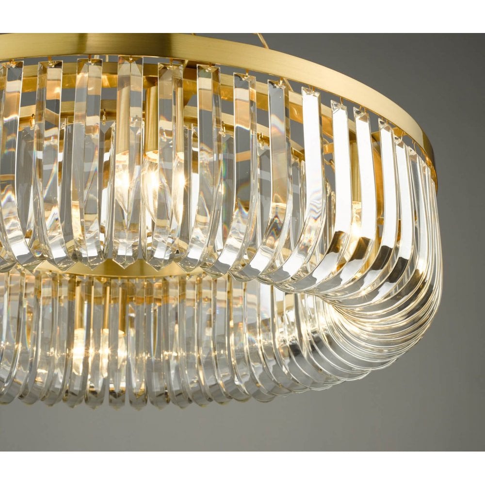 Sigourney 8 Light Satin & Gold Crystal Chandelier