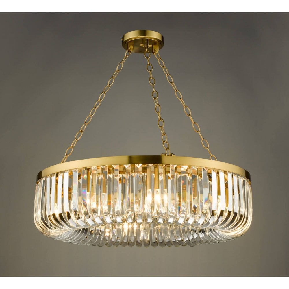 Sigourney 8 Light Satin & Gold Crystal Chandelier