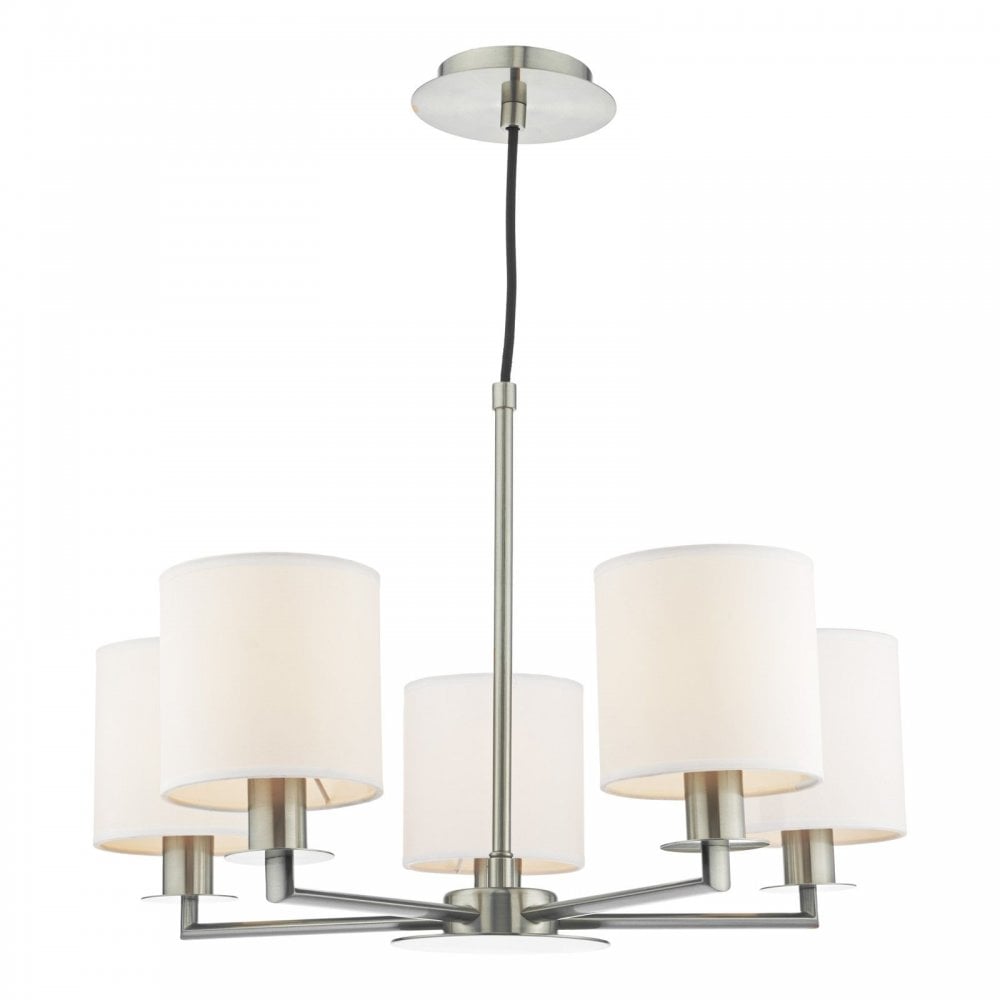 Tyler 5 Light Pendant in Satin Nickel C/W Shades