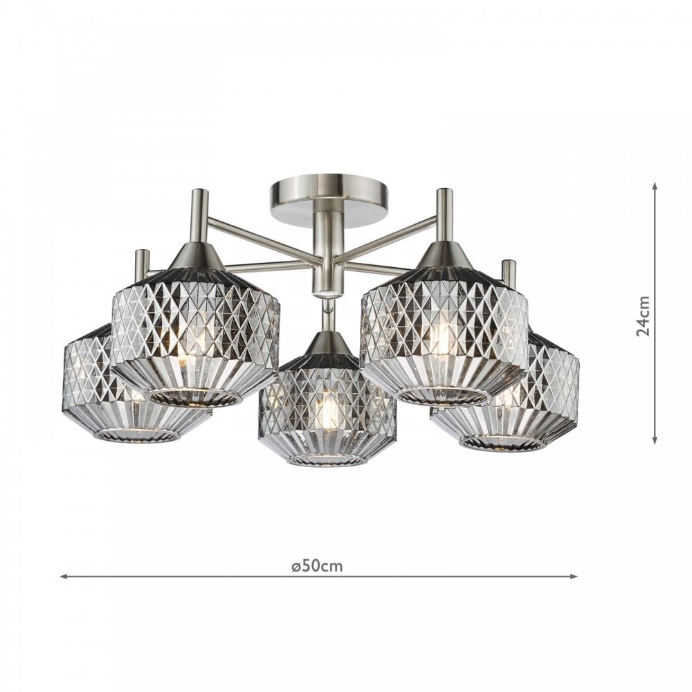 Fabrienne 5 Light Semi Flush Fitting