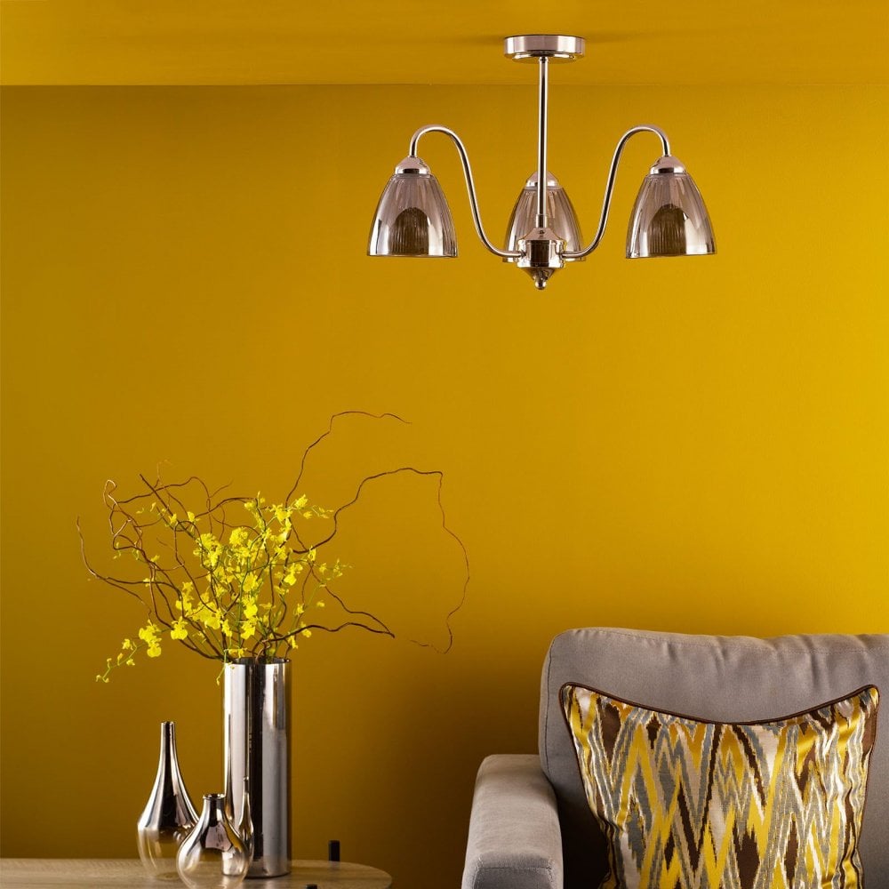 Glynis Polished Nickel 3 Light Semi Flush Fitting