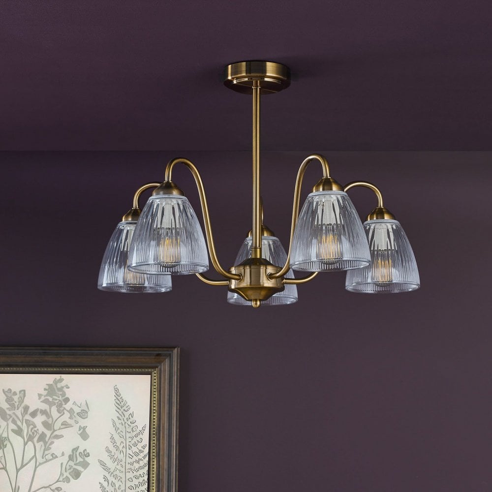 Glynis Antique Bronze 5 Light Semi Flush Fitting
