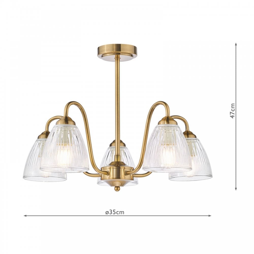 Glynis Antique Bronze 5 Light Semi Flush Fitting