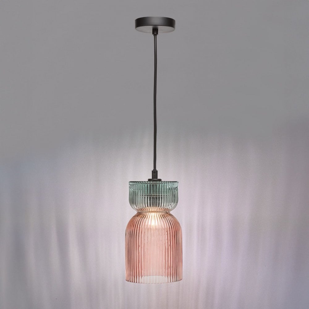 Rhubarb Pink & Green Single Pendant