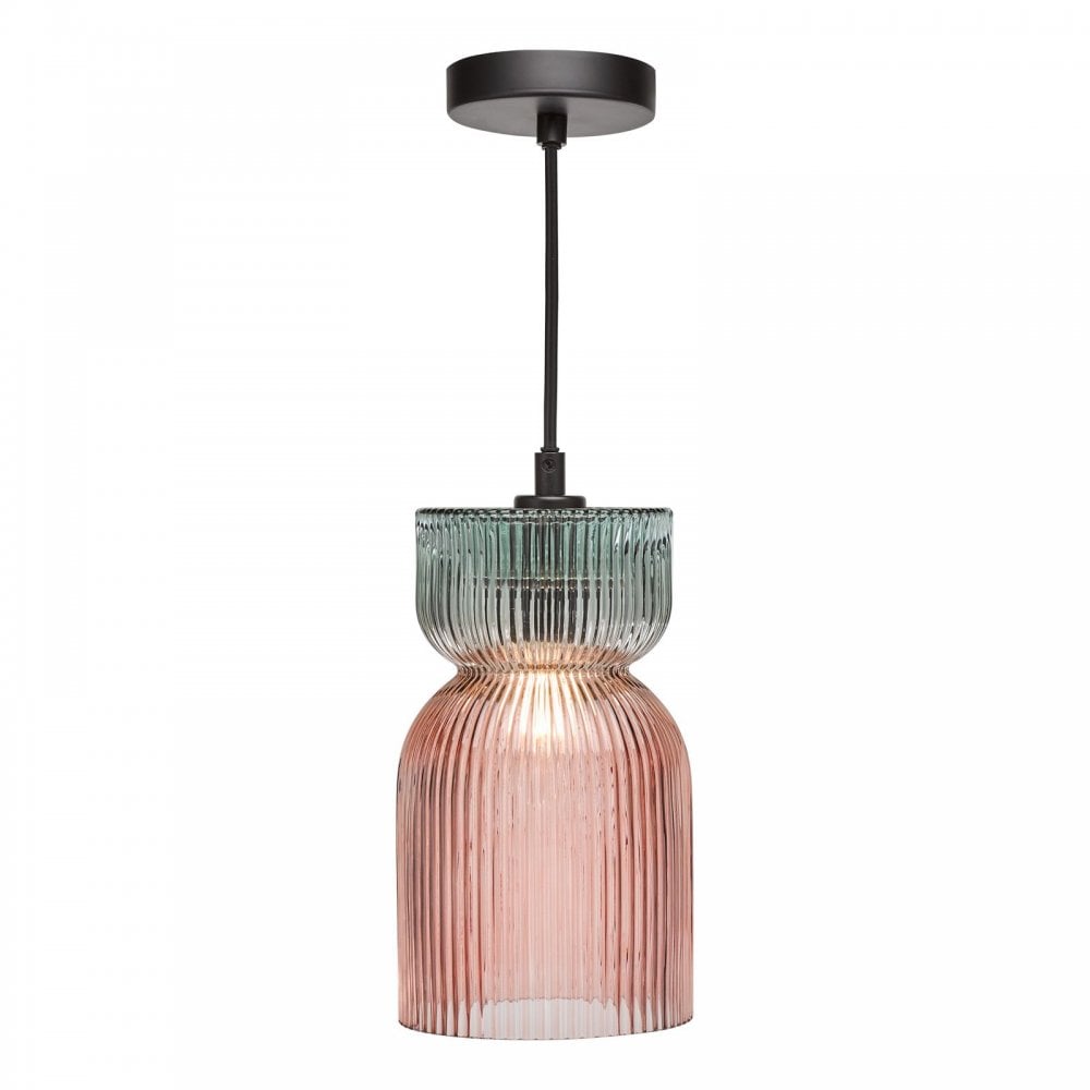 Rhubarb Pink & Green Single Pendant
