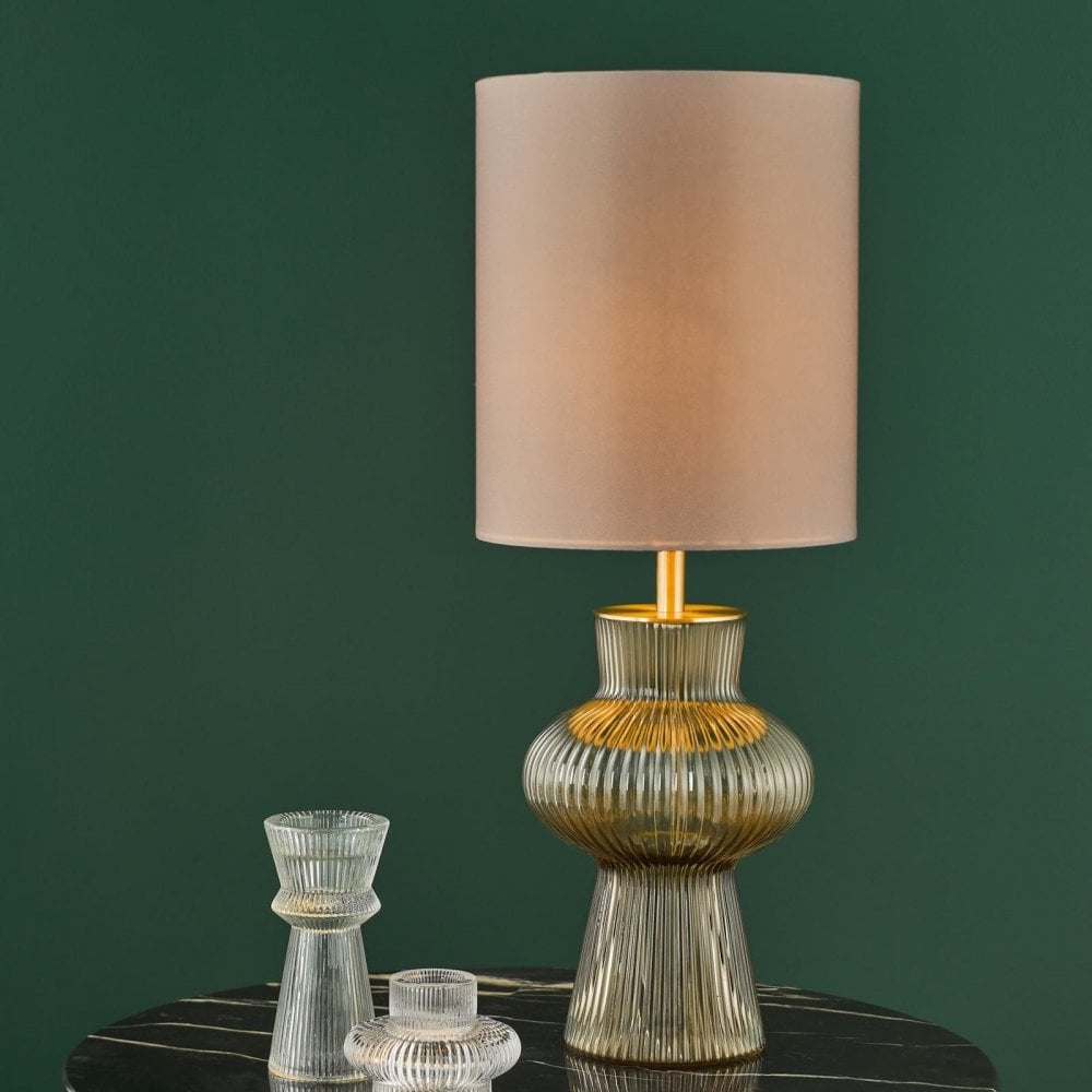 Suelita Brown Glass Table Lamp C/W Shade