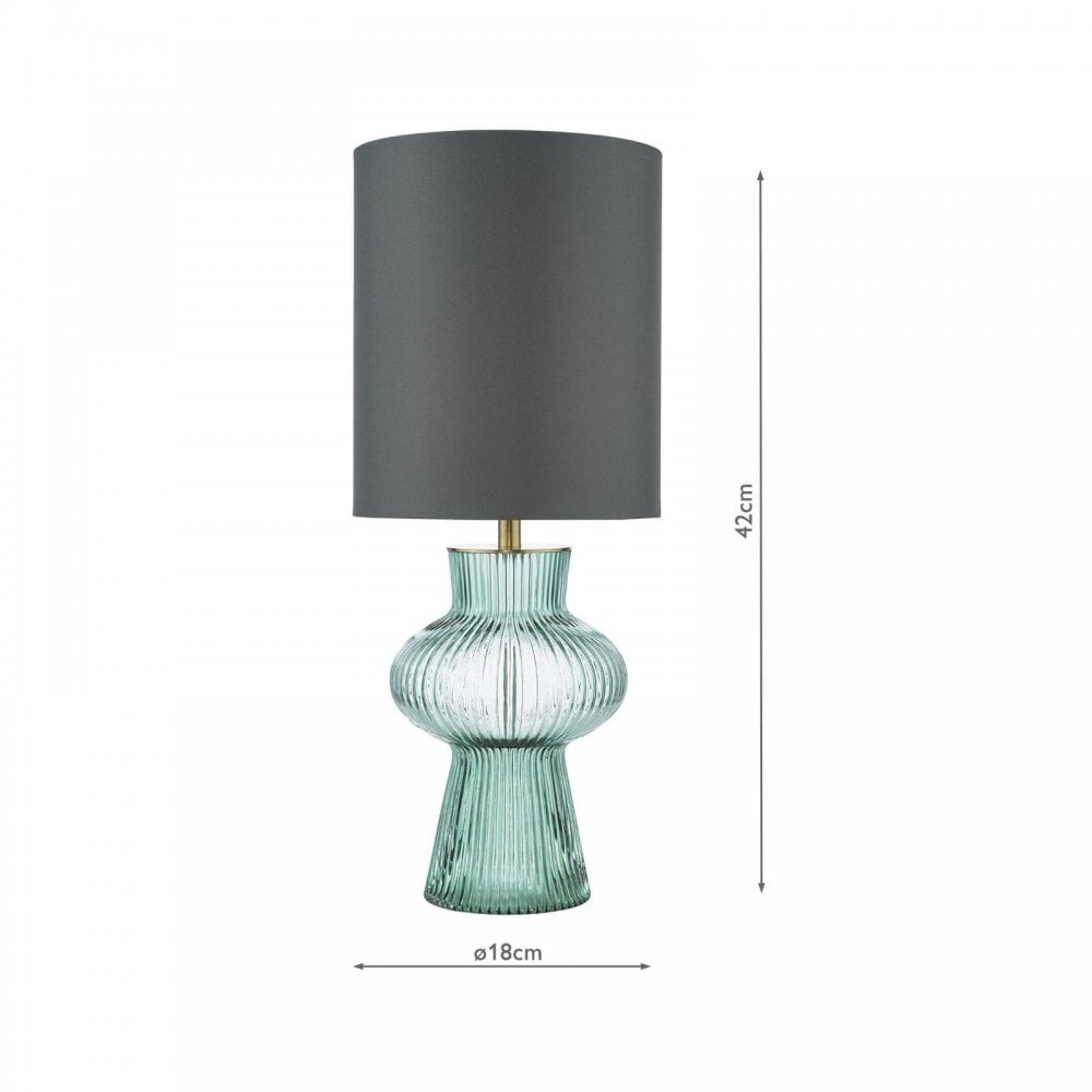 Suelita Green Glass Table Lamp C/W Shade