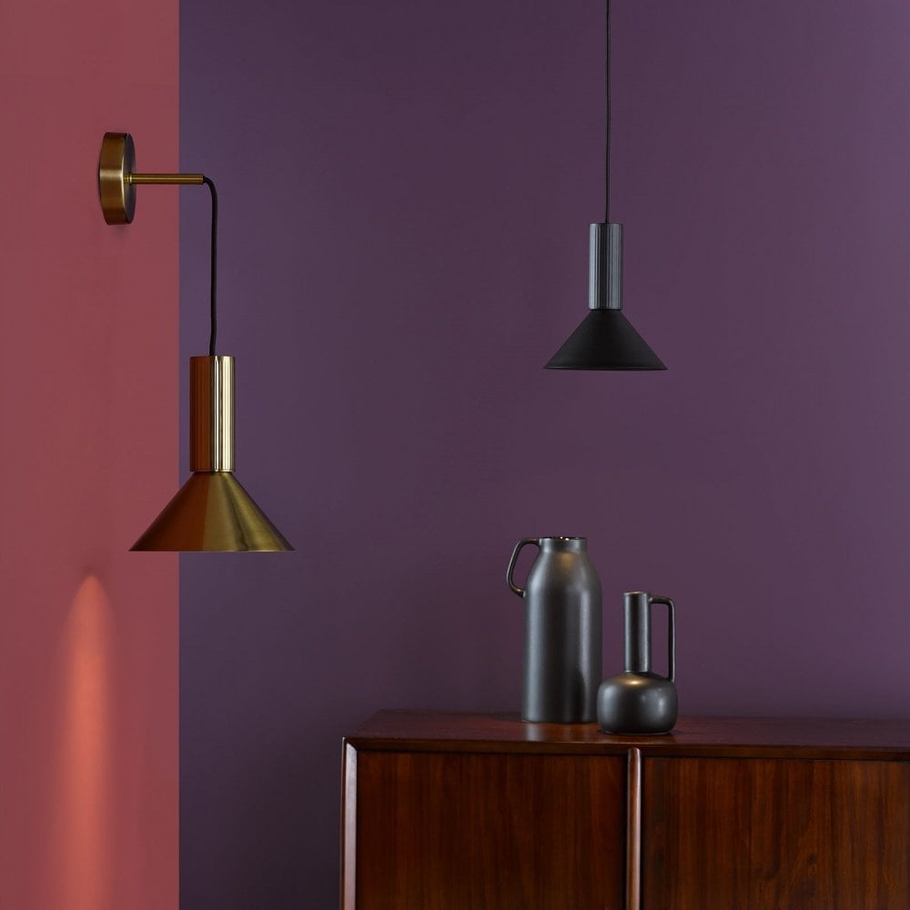 Ragnar Satin Black Pendant/Wall Light