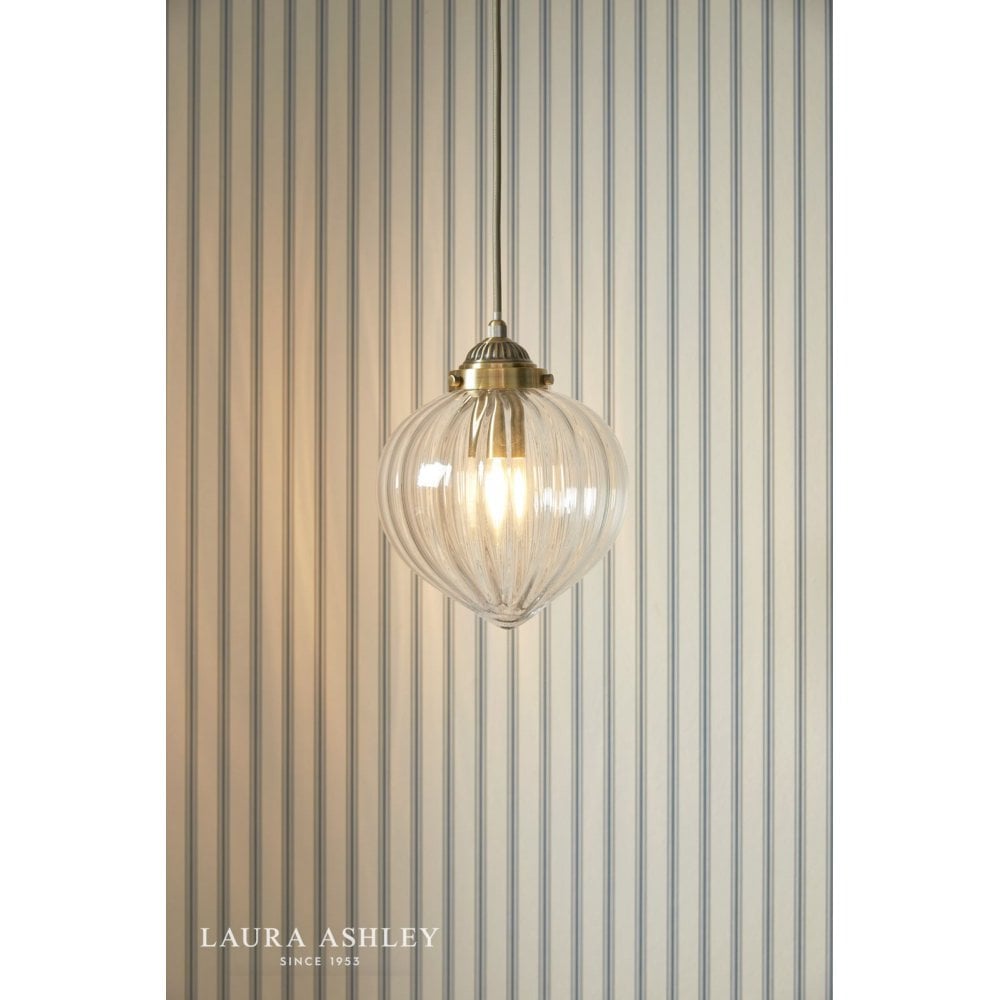 Whitham Antique Brass & Glass Single Pendant