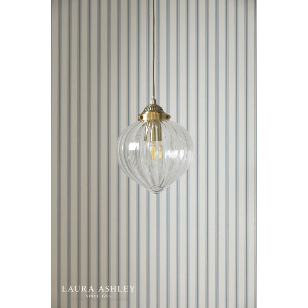 Whitham Antique Brass & Glass Single Pendant
