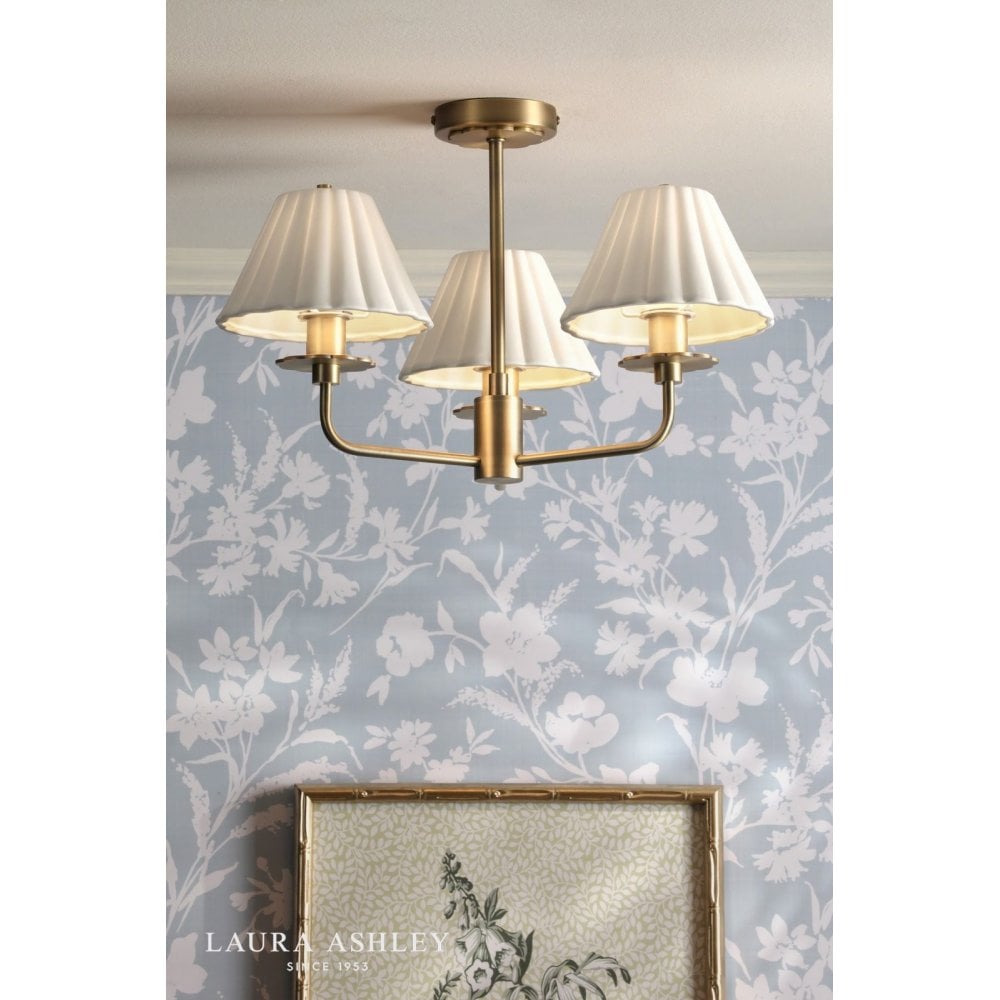 Mixbury 3 Light Semi Flush in Antique Brass