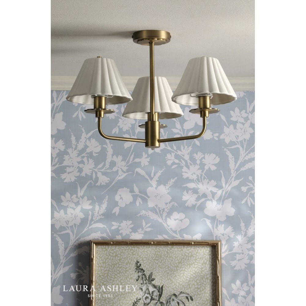 Mixbury 3 Light Semi Flush in Antique Brass