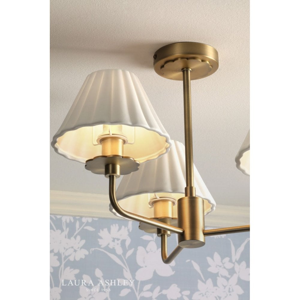 Mixbury 3 Light Semi Flush in Antique Brass