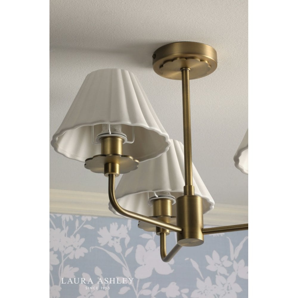 Mixbury 3 Light Semi Flush in Antique Brass