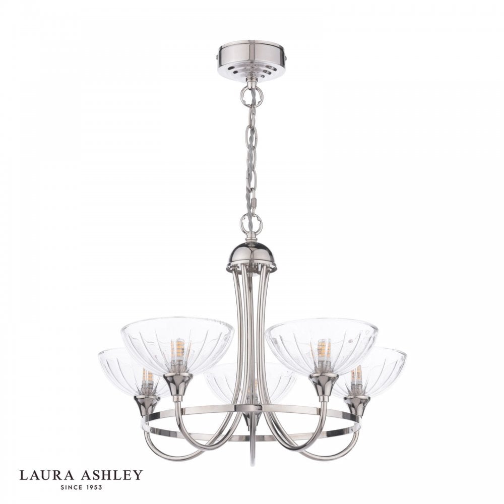 Wellham 5 Light Polished Nickel Pendant
