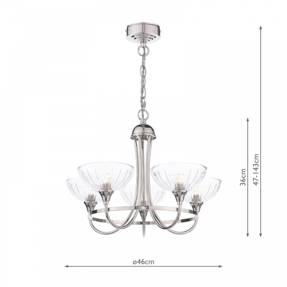 Wellham 5 Light Polished Nickel Pendant