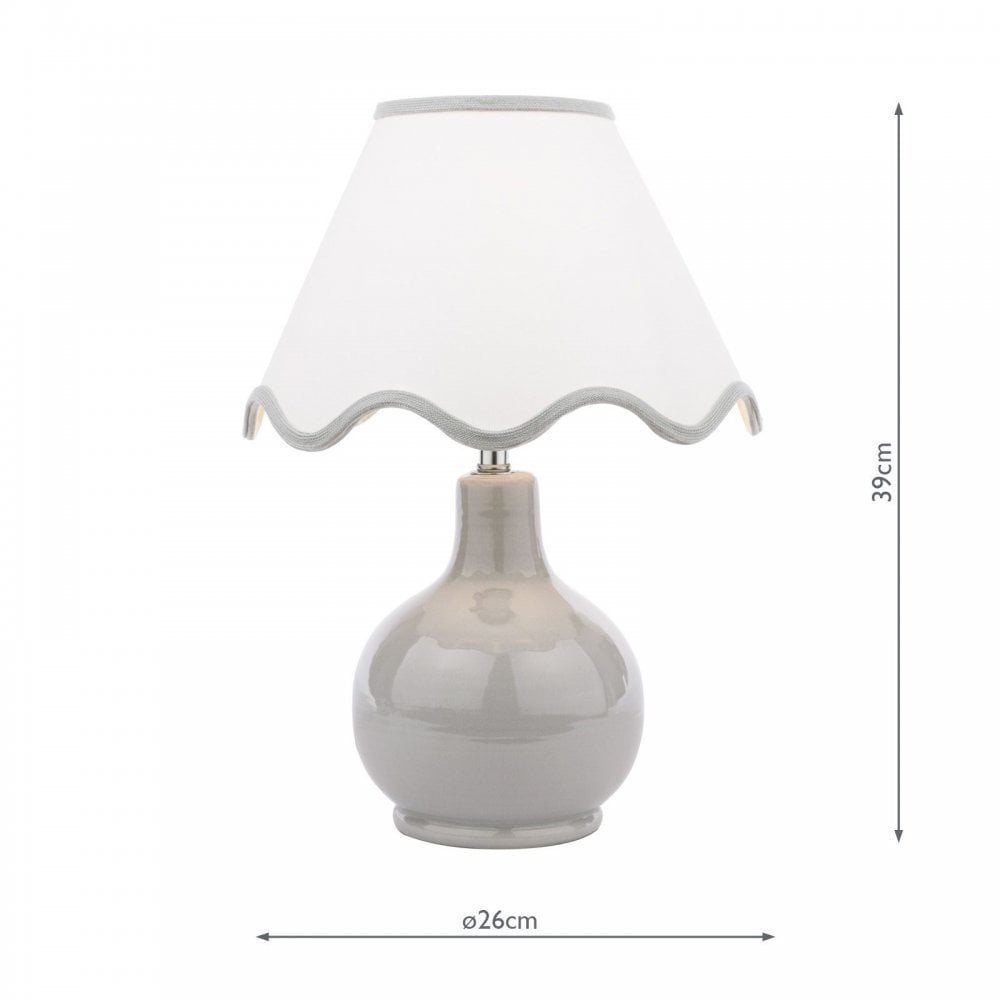 Bramhope Grey Ceramic Table Lamp C/W Shade