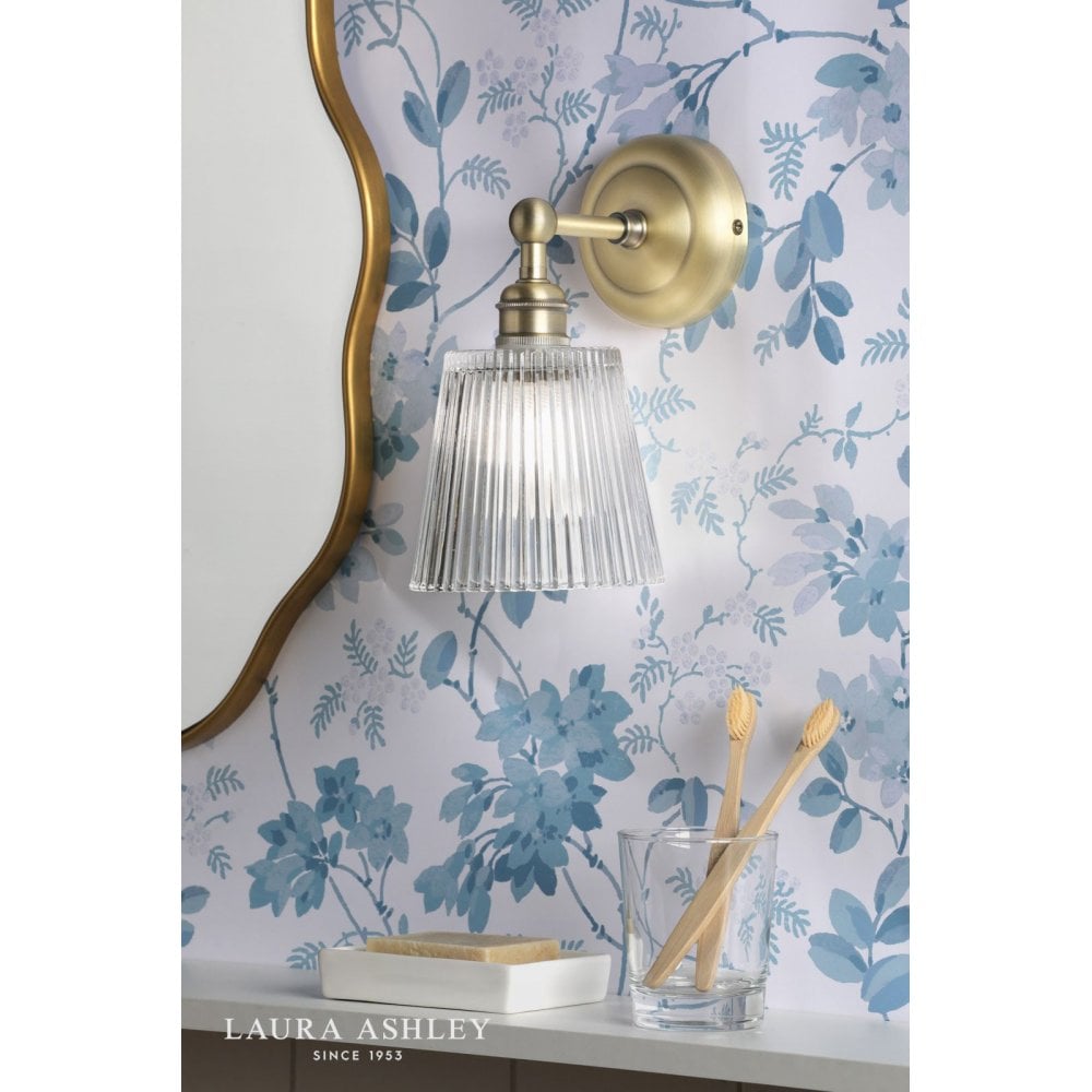 Callaghan Antique Brass & Ribbed Glass Wall Light IP44