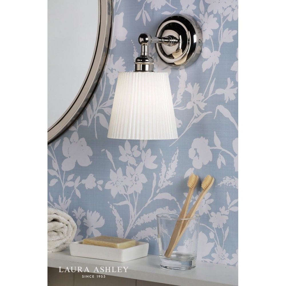 Callaghan Polished Nickel & Ribbed Glass Wall Light IP44