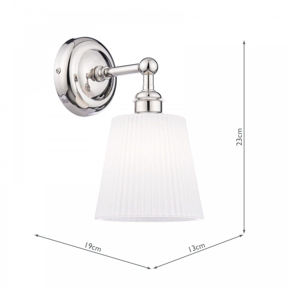 Callaghan Polished Nickel & Ribbed Glass Wall Light IP44