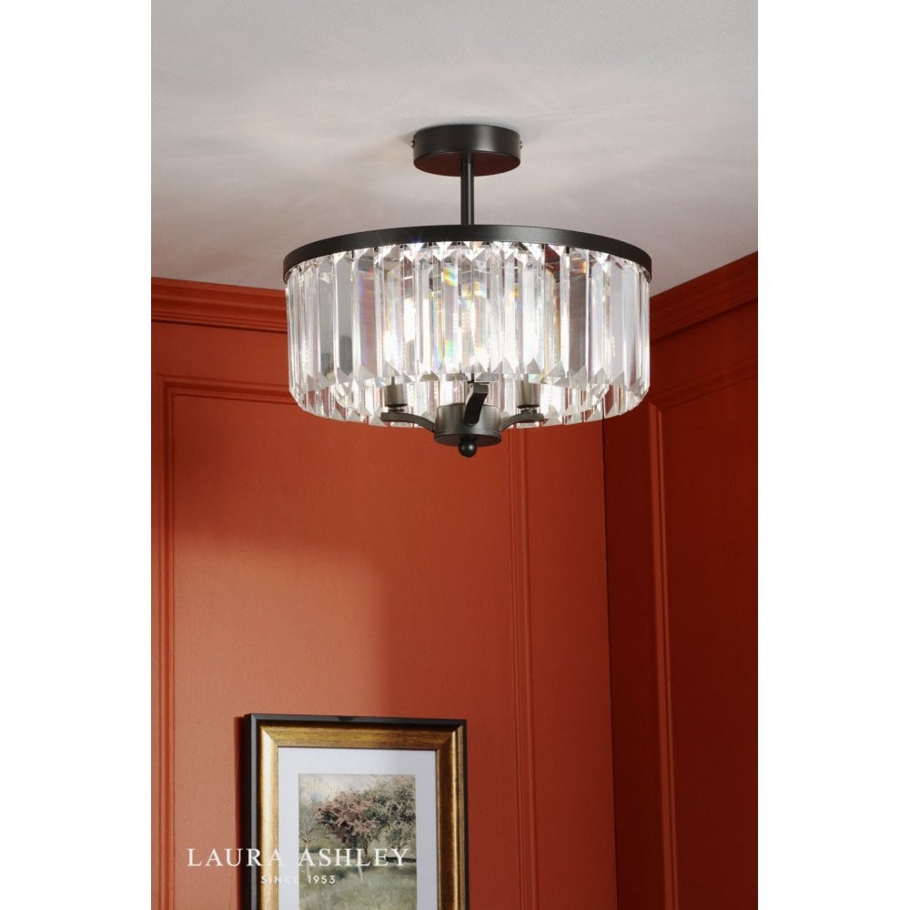 Elkwood 3 Light Semi Flush Fitting in Black Finish