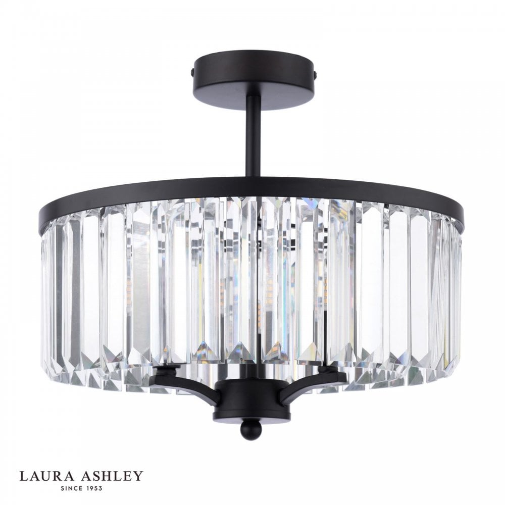 Elkwood 3 Light Semi Flush Fitting in Black Finish