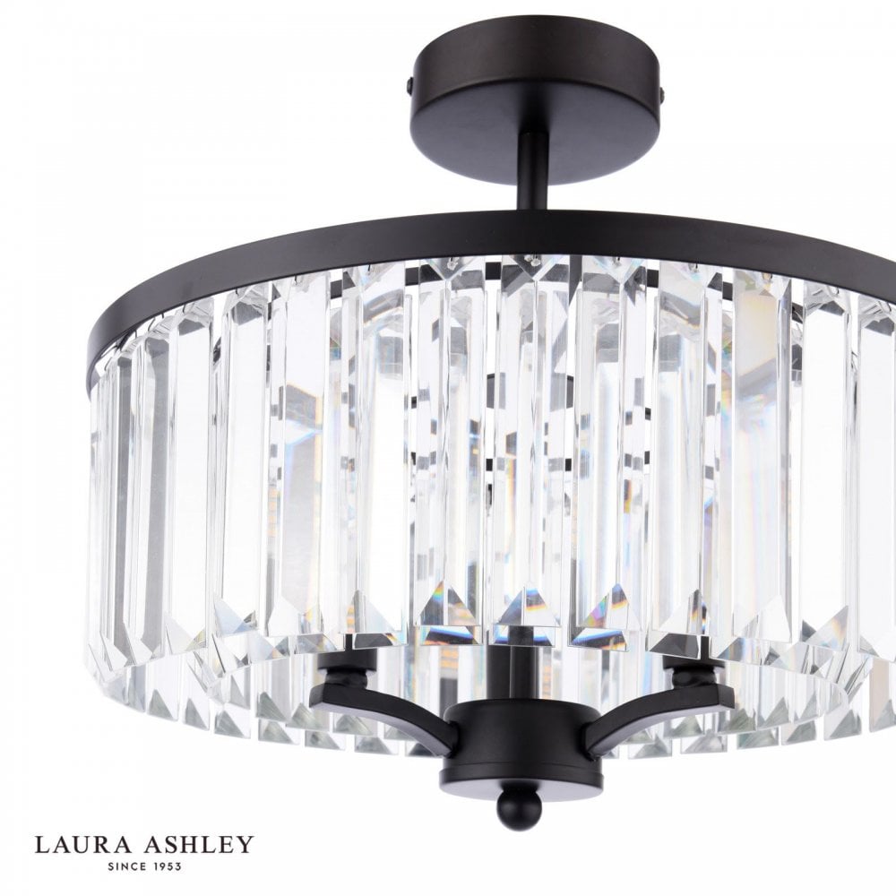 Elkwood 3 Light Semi Flush Fitting in Black Finish