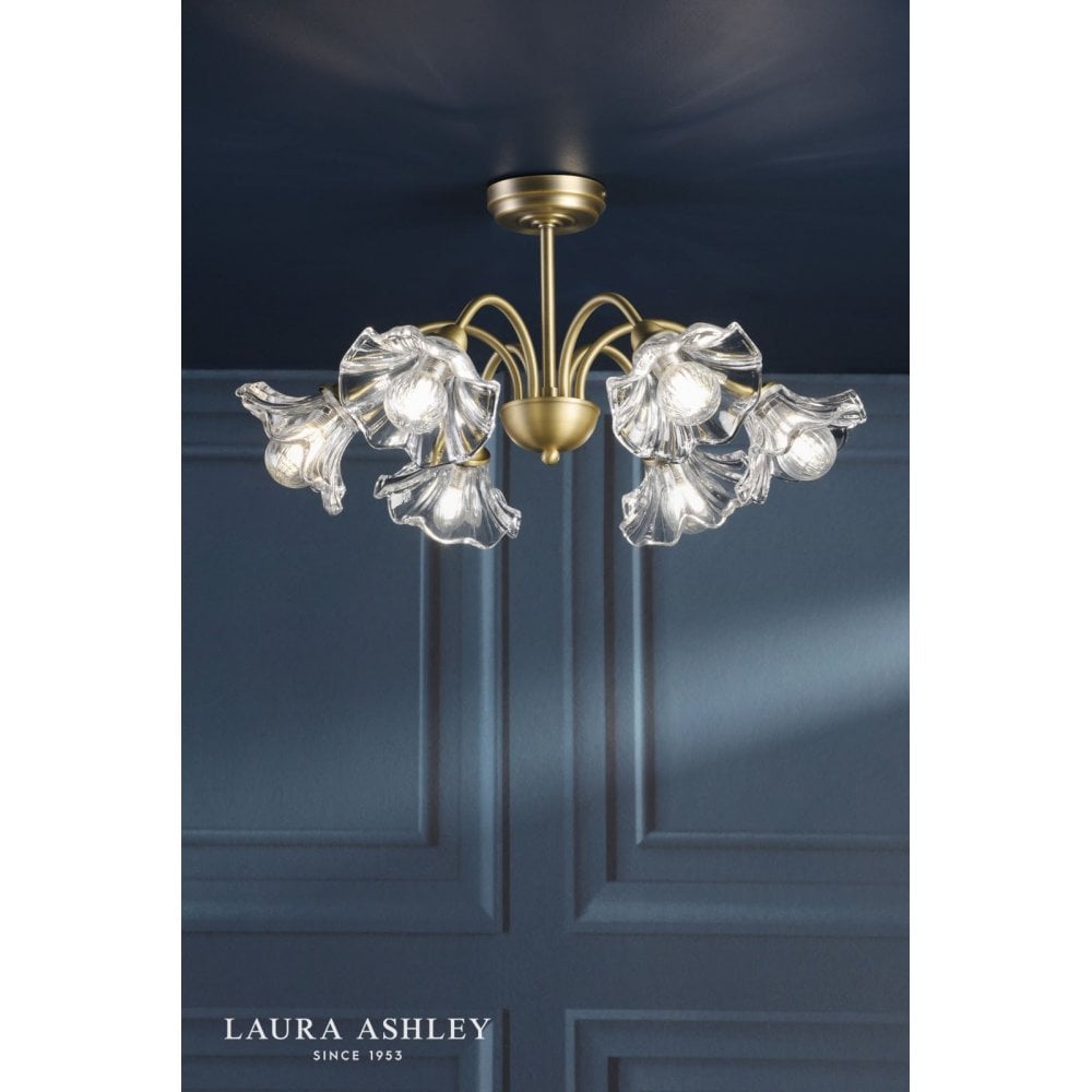 Kerswell 6 Light Semi Flush Fitting in Antique Brass
