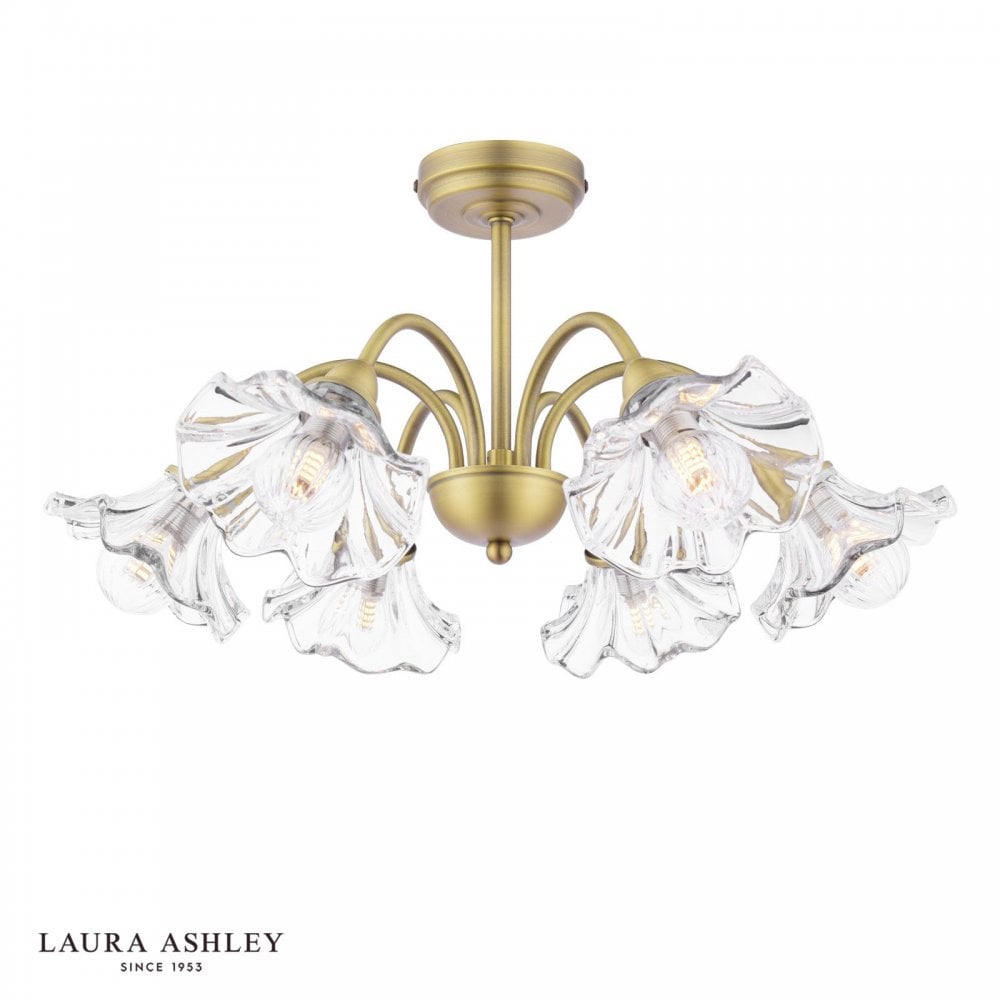 Kerswell 6 Light Semi Flush Fitting in Antique Brass