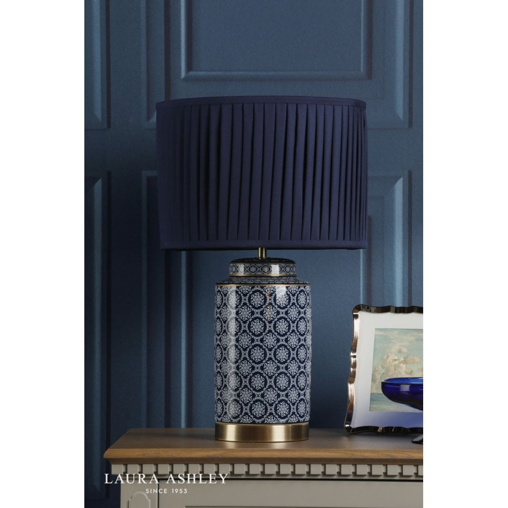 Knipton Antique Brass & Blue Table Lamp C/W Shade