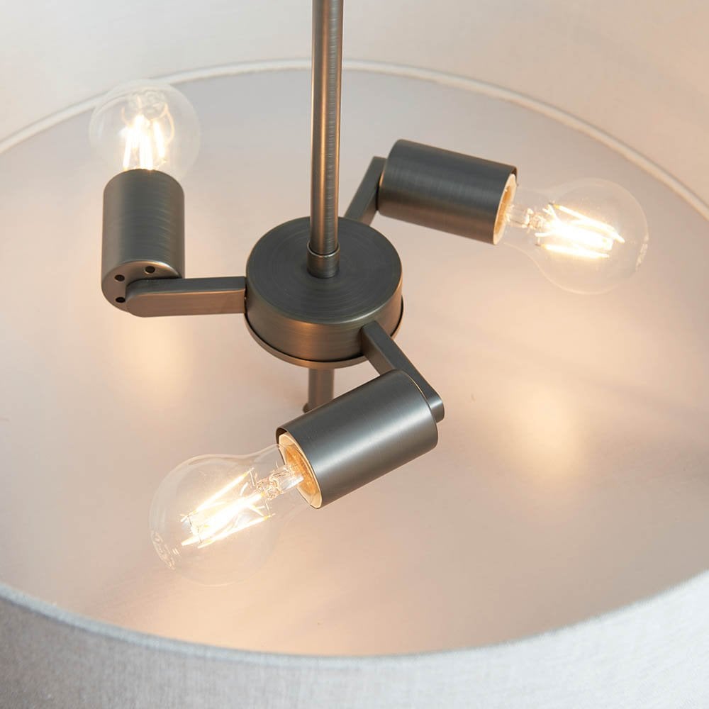Hayfield 3 Light Pendant in Brushed Bronze C/W Shade
