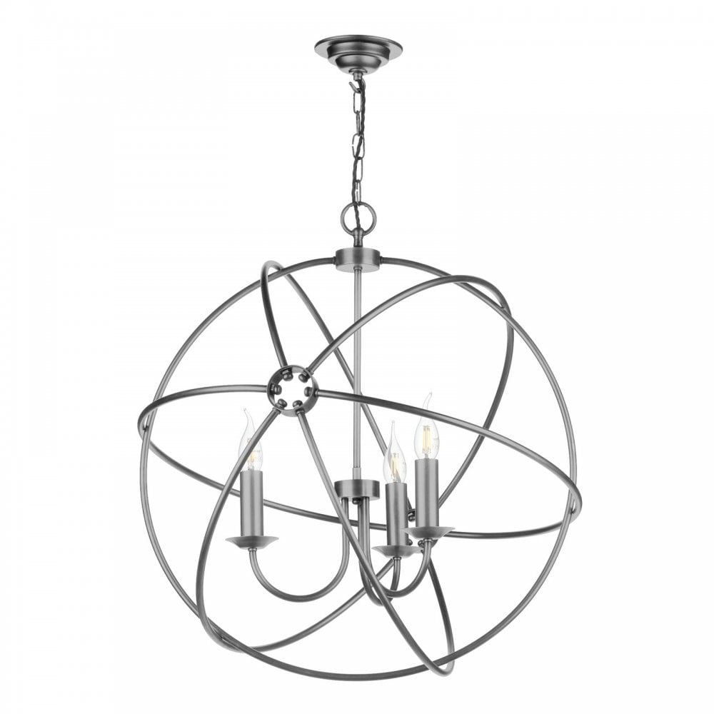 Orb 3 Light Pendant in Aged Silver Finish